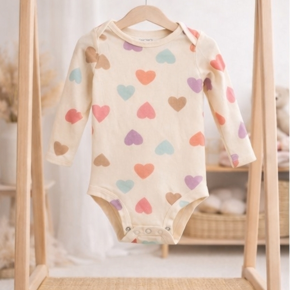 Carter's Cream Bodysuit with Colorful Heart Pattern